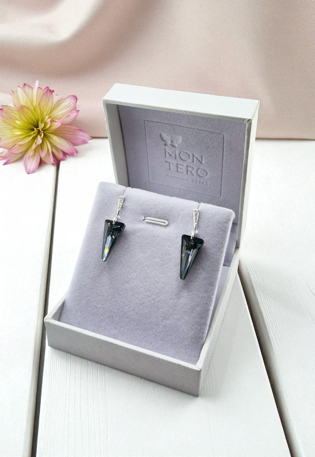 Aros Sevilla Cristales Genuinos Silver Night