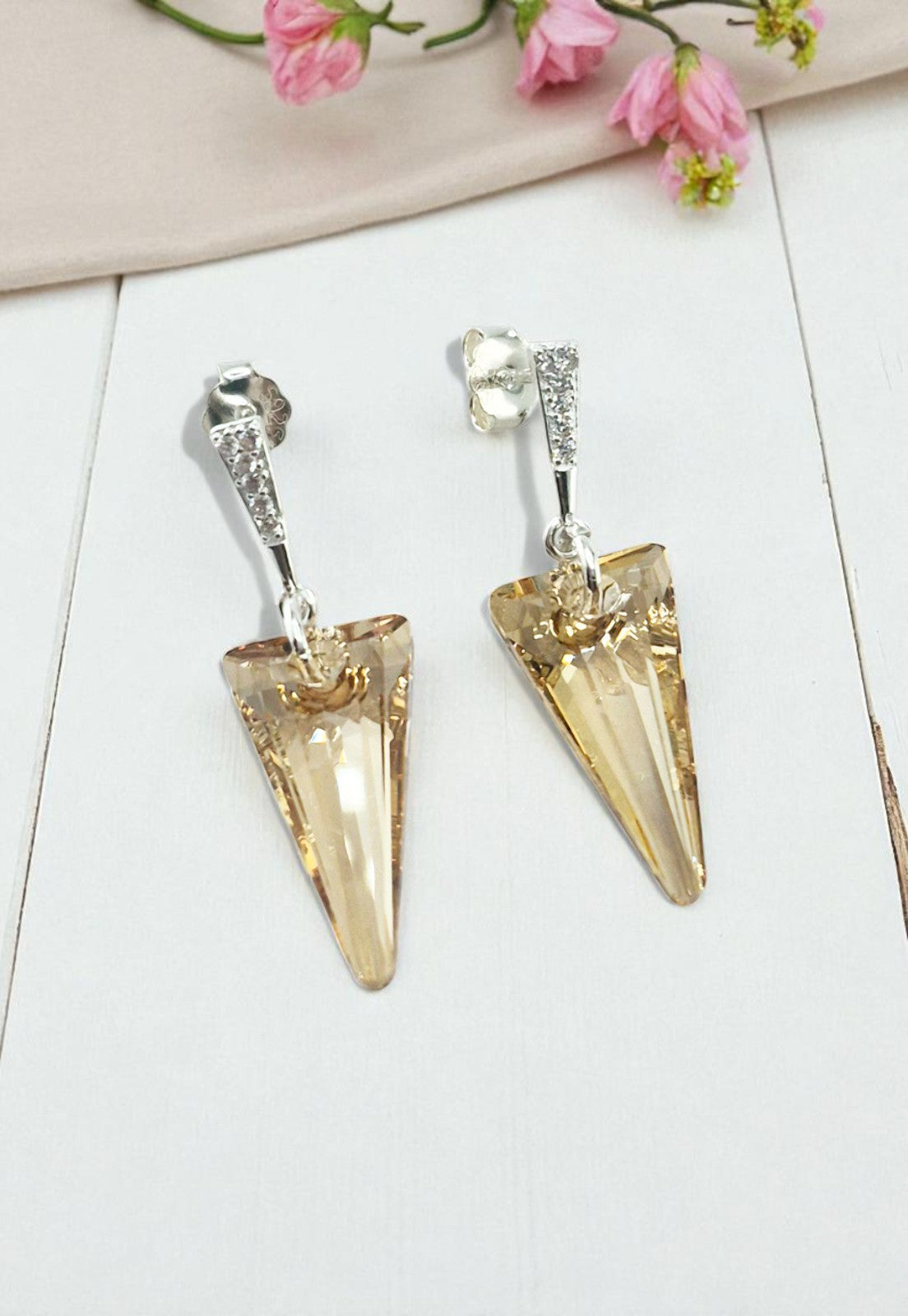 Aros Sevilla Cristales Genuinos Golden Shadow