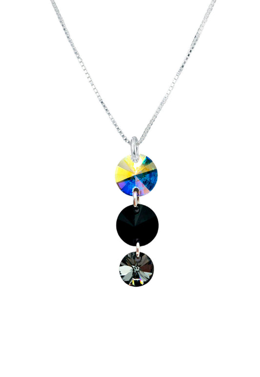 Collar Rafaela Plata 925 Cristal Swarovski® Aurora Boreal & Jet