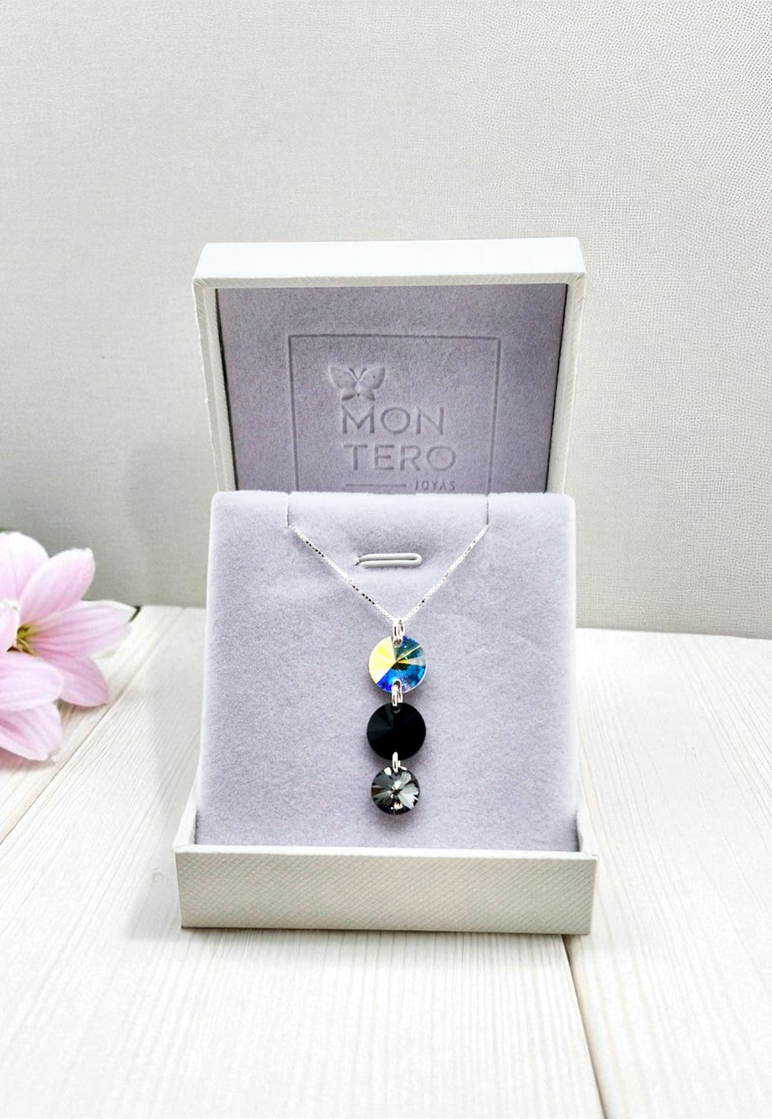 Collar Rafaela Plata 925 Con Cristales Genuinos jet