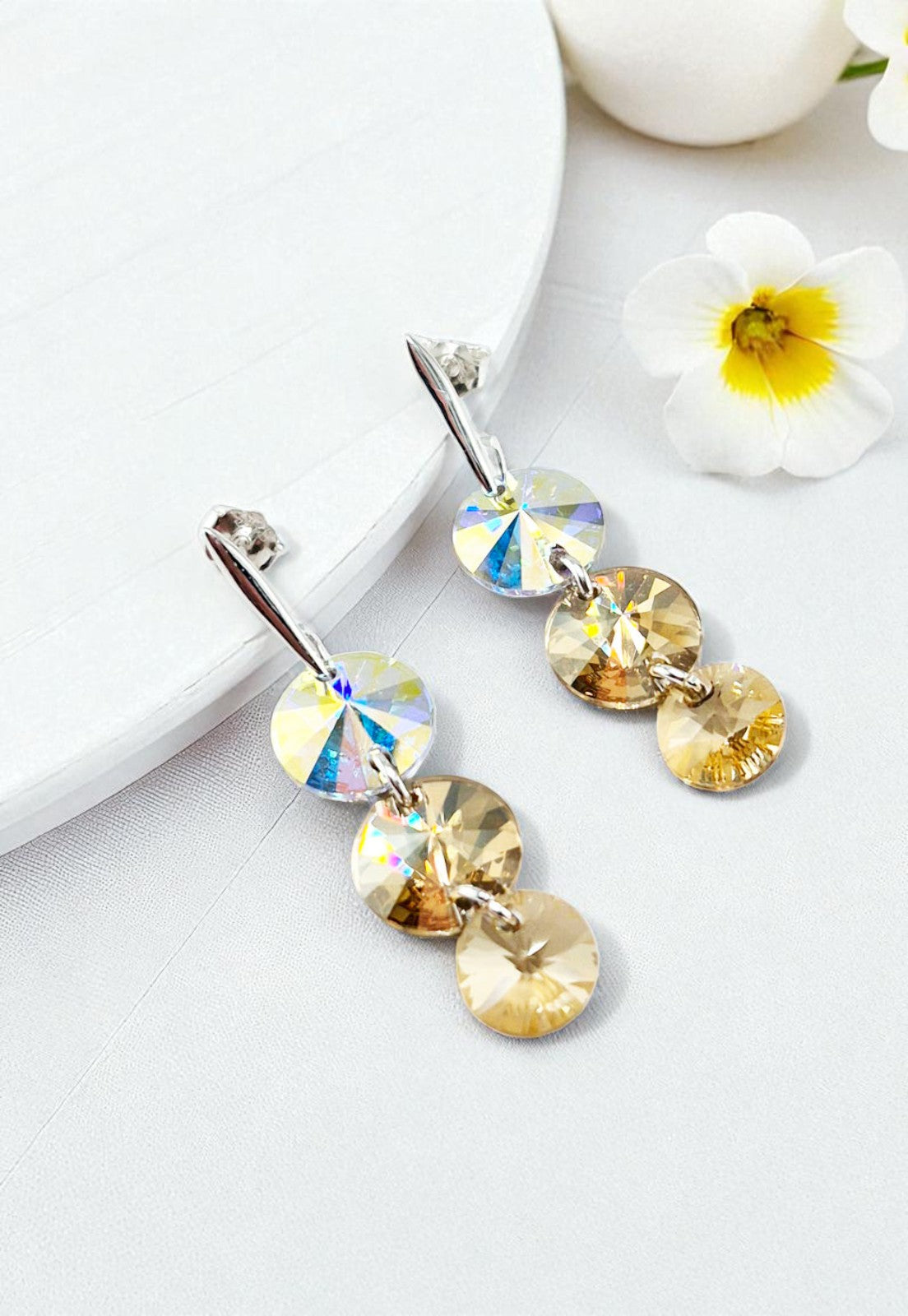 Aros Rafaela Cristales Genuinos Aurora Boreal y Golden