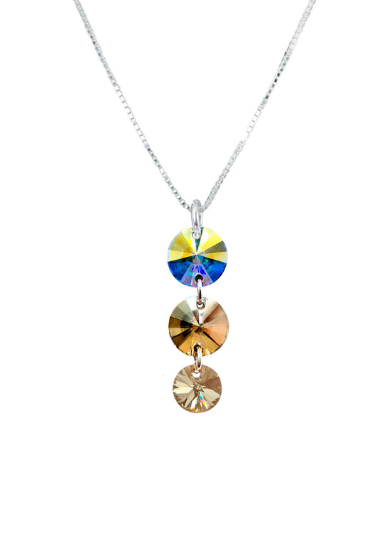 Collar Rafaela Plata Italiana 925 Cristal Swarovski® Aurora Boreal & Golden Shadow