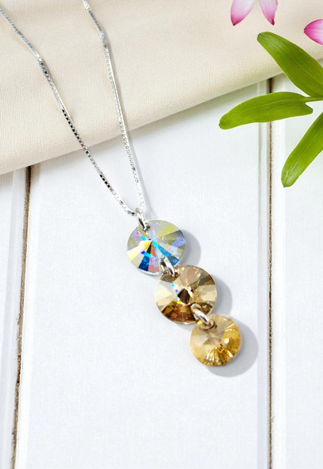 Collar Rafaela Plata Italiana 925 Con Cristales Genuinos Golden