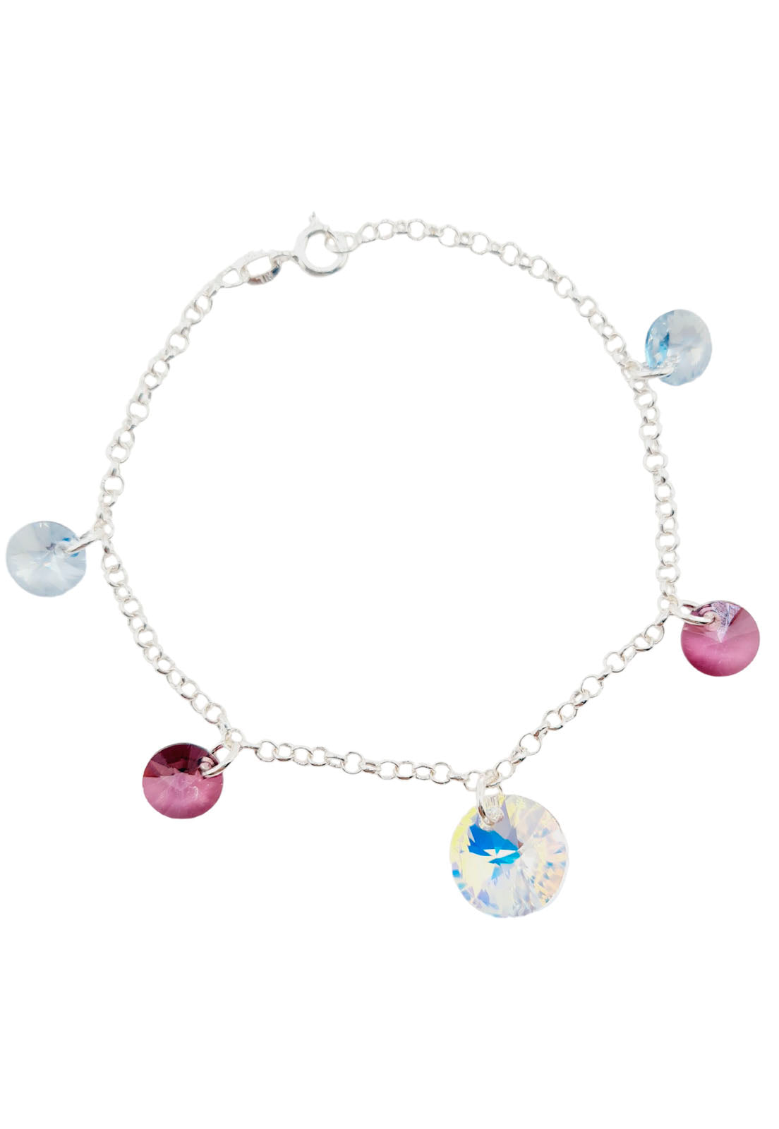 Pulsera Nepal Plata 925  Cristal Genuino Antique Pink