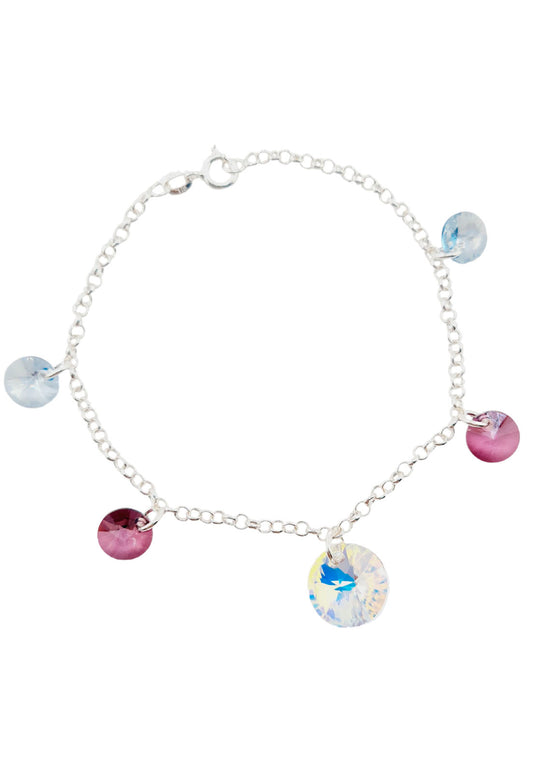 Pulsera Nepal Plata 925  Cristal Genuino Antique Pink