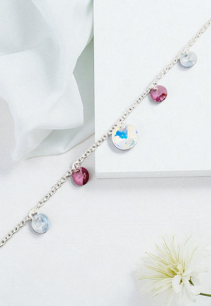 Pulsera Nepal Plata 925  Cristal Genuino Antique Pink