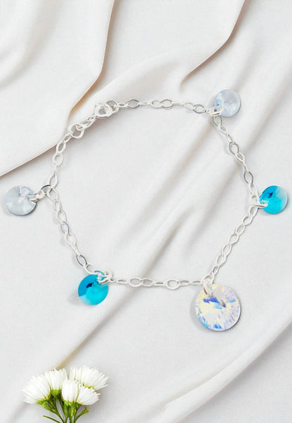 Pulsera Nepal Plata 925 Cristal Genuino Turqueza