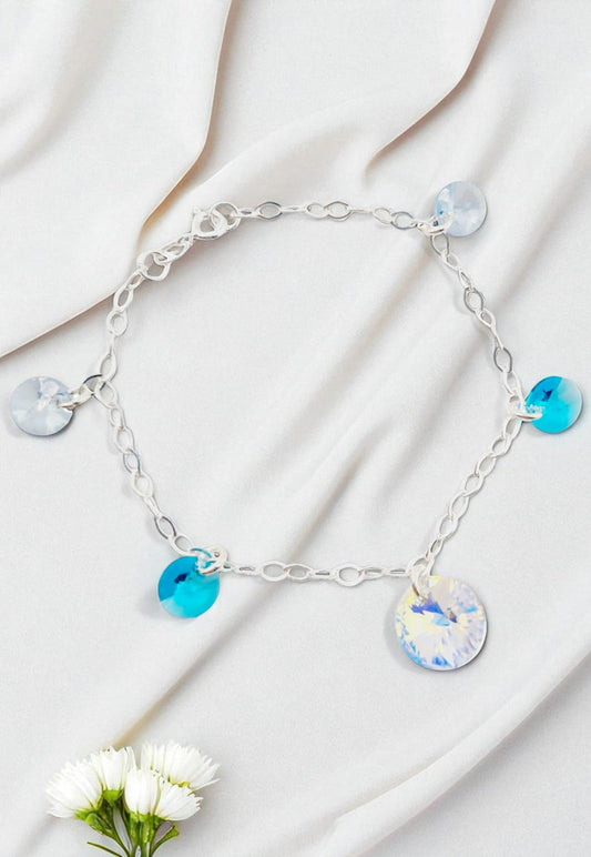 Pulsera Nepal Plata 925 Cristal Swarovski® Turquesa