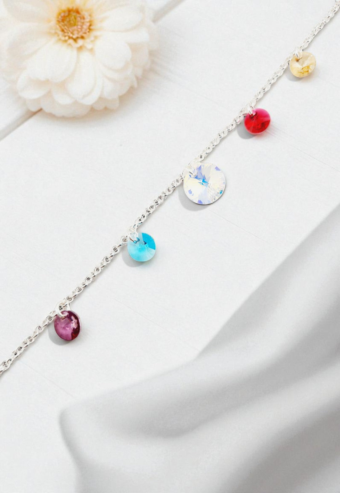 Pulsera Nepal Plata 925 y Cristales GenuinosColores