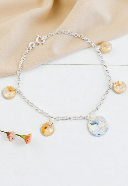 Pulsera Nepal Plata 925  Cristal Genuino Golden Shadow