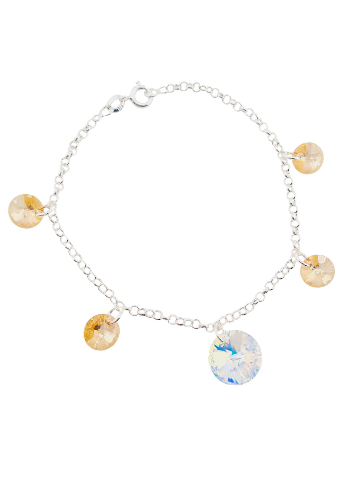 Pulsera Nepal Plata 925  Cristal Genuino Golden Shadow