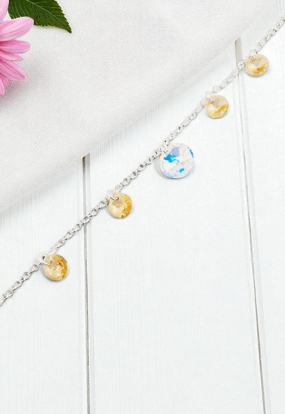 Pulsera Nepal Plata 925  Cristal Genuino Golden Shadow