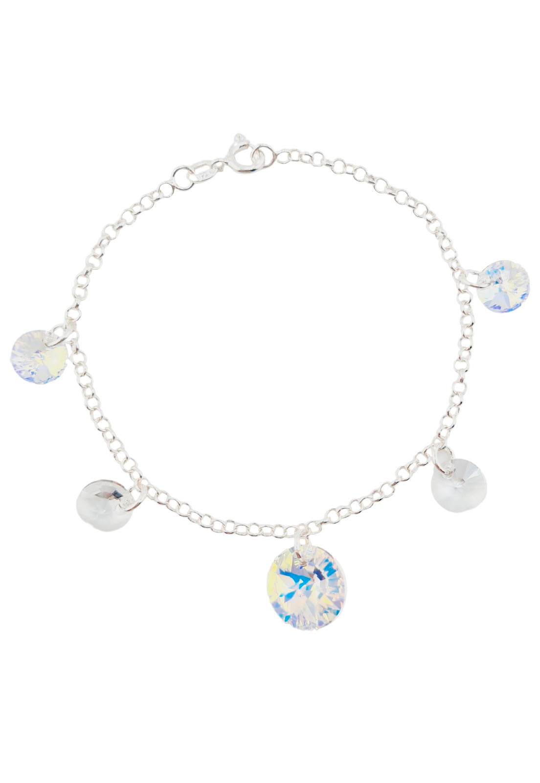 Pulsera Nepal Plata 925 Cristal Genuino Aurora Boreal