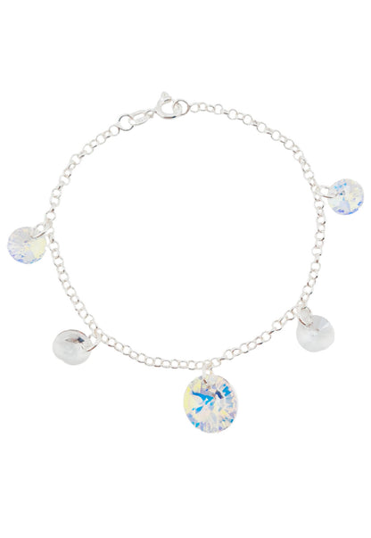 Pulsera Nepal Plata 925 Cristal Genuino Aurora Boreal