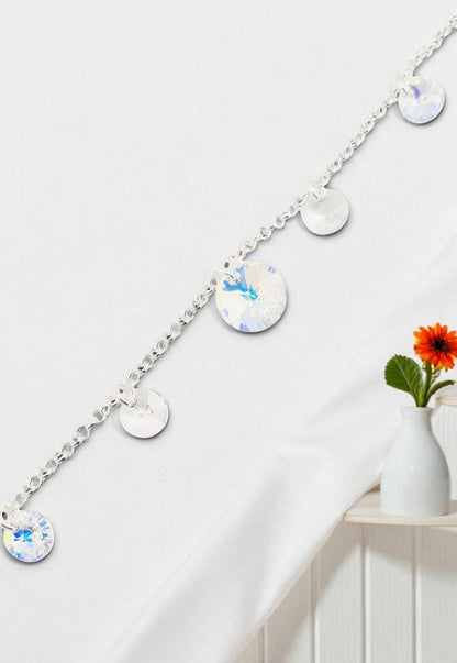 Pulsera Nepal Plata 925 Cristal Genuino Aurora Boreal