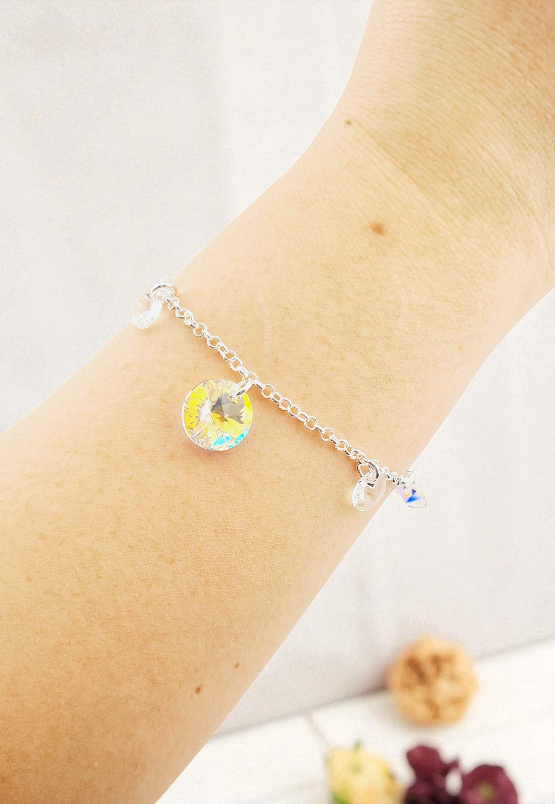 Pulsera Nepal Plata 925 Cristal Swarovski® Aurora Boreal