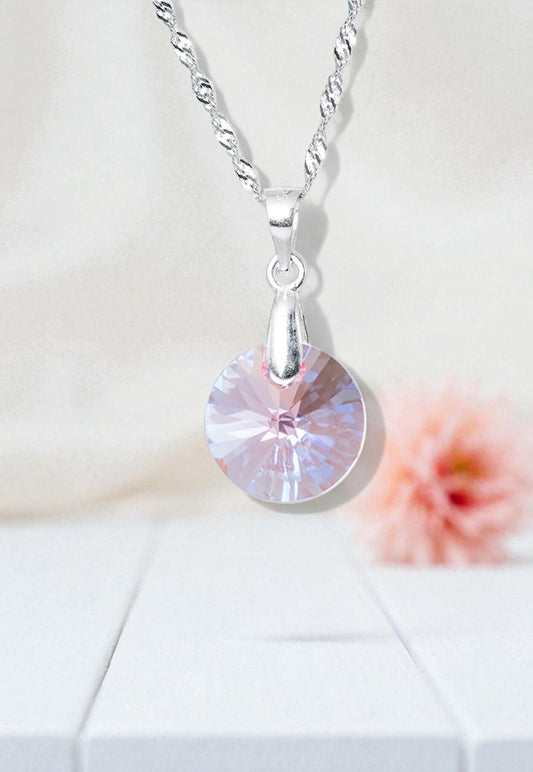 Collar Paris Plata 925 Cristal Genuino Rose Shimmer