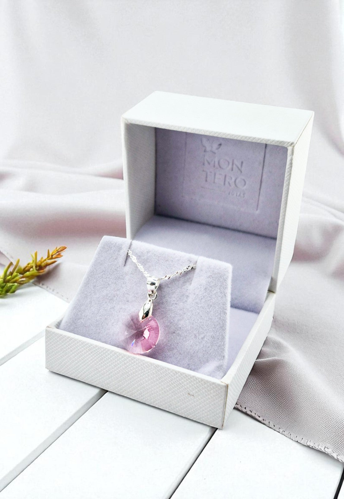 Collar Paris Plata 925 Cristal Genuino Rose Shimmer