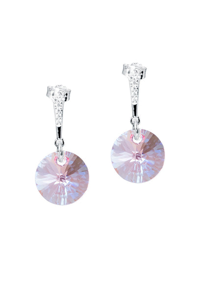 Aros Paris Plata Italiana 925 Cristal Genuino Rose Shimmer