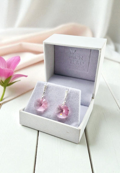 Aros Paris Plata Italiana 925 Cristal Genuino Rose Shimmer