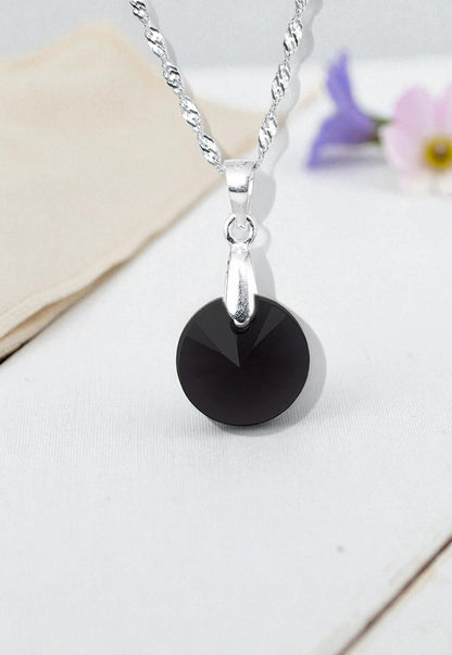 Collar Paris Plata 925 Cristal Genuino Jet