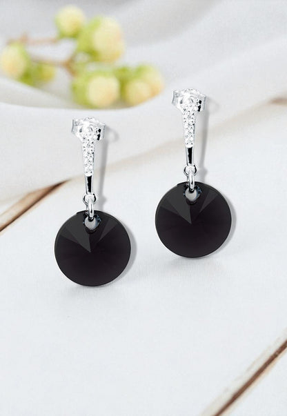 Aros Paris Plata Italiana 925 Cristal Genuino Jet