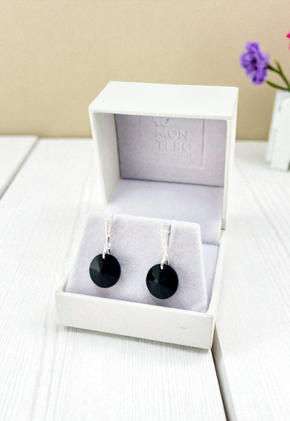 Aros Paris Plata Italiana 925 Cristal Genuino Jet