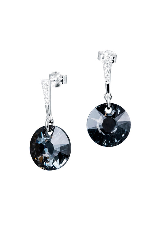 Aros Paris Plata 925 Cristal Genuino Silver Night
