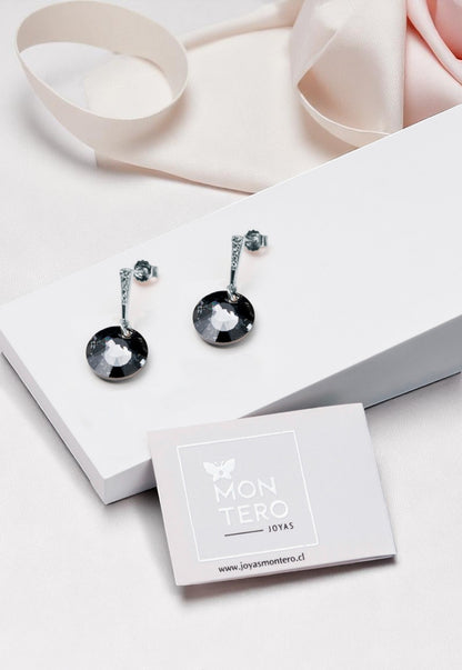 Aros Paris Plata 925 Cristal Genuino Silver Night