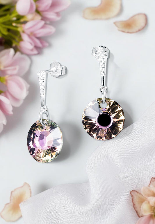 Aros Paris Plata 925 Cristal Genuino Vitral Light