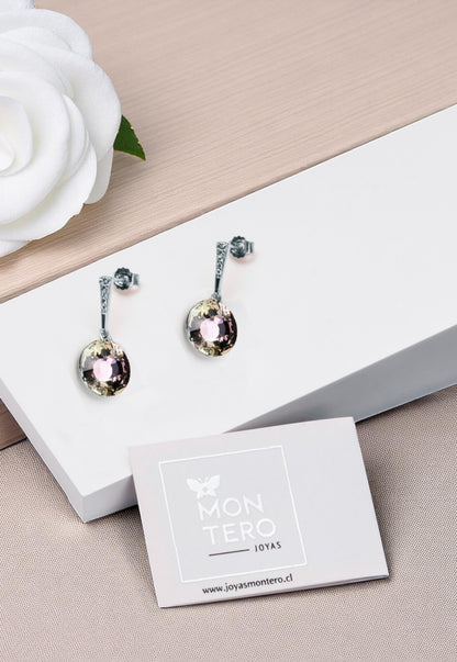 Aros Paris Plata 925 Cristal Genuino Vitral Light