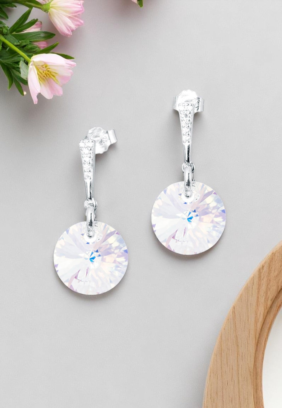 Aros Paris Plata 925 Cristal Genuino Aurora Boreal