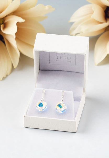 Aros Paris Plata 925 Cristal Genuino Aurora Boreal