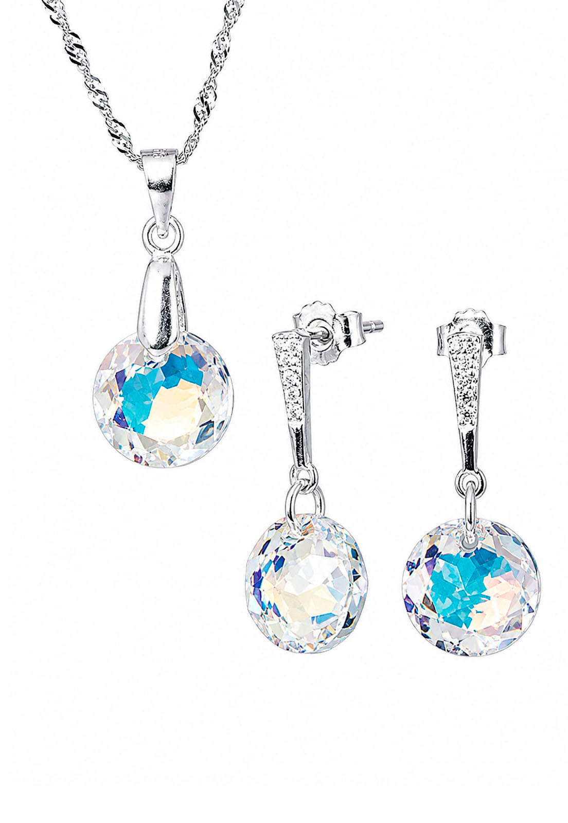 Conjunto Gracia Plata 925 Cristal Swarovski® Aurora Boreal