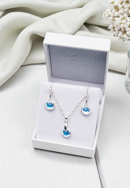 Conjunto Gracia Plata 925 Cristal Genuino Aurora Boreal