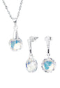 Conjunto Gracia Plata 925 Cristal Genuino Aurora Boreal