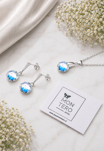 Conjunto Gracia Plata 925 Cristal Swarovski® Aurora Boreal