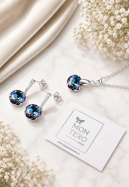 Conjunto Gracia Plata 925 Cristal Swarovski® Vitral Light