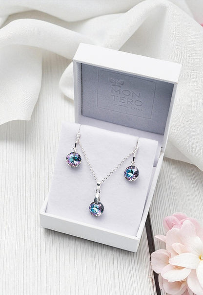 Conjunto Gracia Plata 925 Cristal Genuino Vitral Light