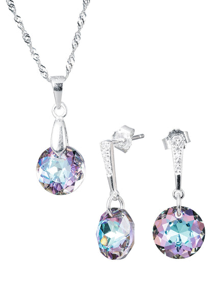 Conjunto Gracia Plata 925 Cristal Genuino Vitral Light