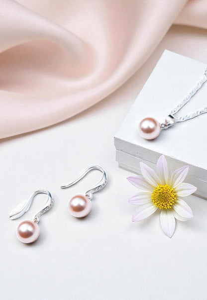 Conjunto Oslo Plata 925 Perla Genuina Peach