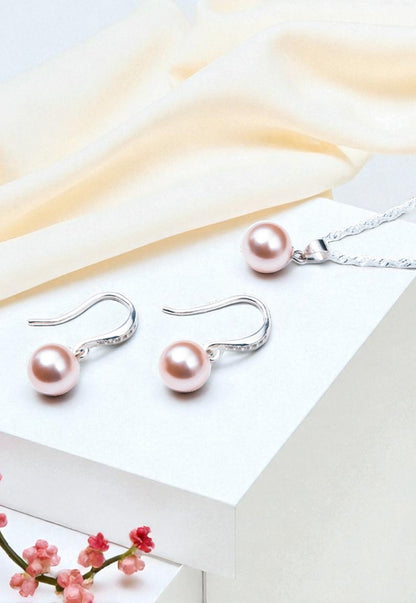 Conjunto Oslo Plata 925 Perla Genuina Peach