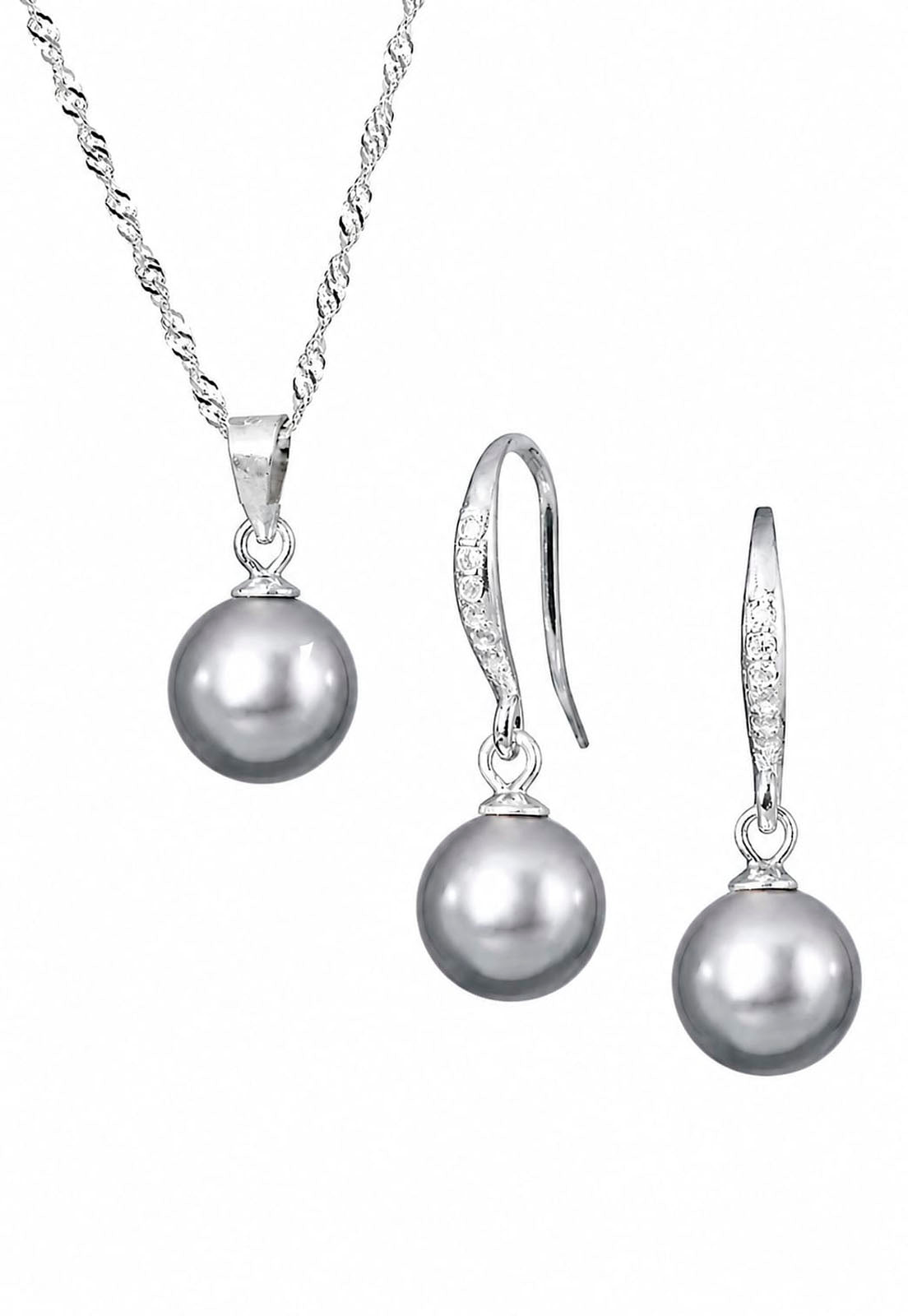 Conjunto Oslo Plata 925 Perlas de Swarovski® Grey
