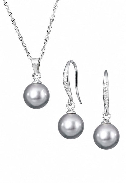 Conjunto Oslo Plata 925 Perlas de Swarovski® Grey