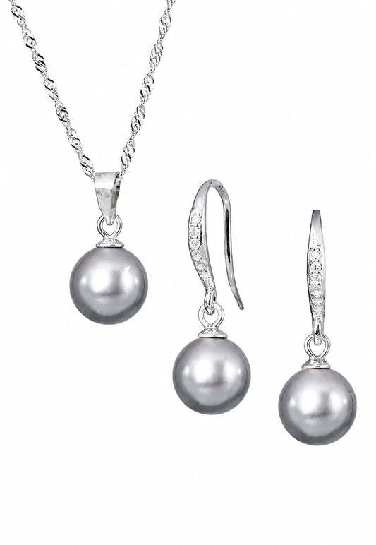 Conjunto Oslo Plata 925 Perlas de Swarovski® Grey