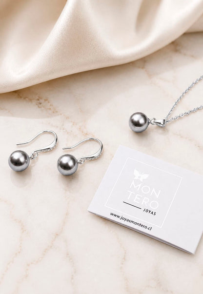 Conjunto Oslo Plata 925 Perlas de Swarovski® Grey