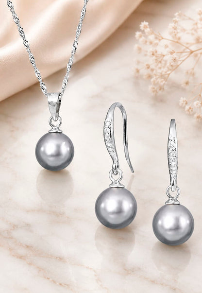 Conjunto Oslo Plata 925 Perlas de Swarovski® Grey