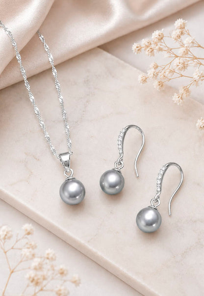 Conjunto Oslo Plata 925 Perlas de Swarovski® Grey