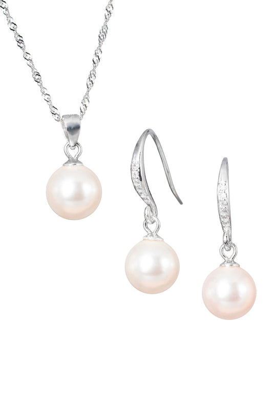 Conjunto Oslo Plata 925 Perla Genuina Cream