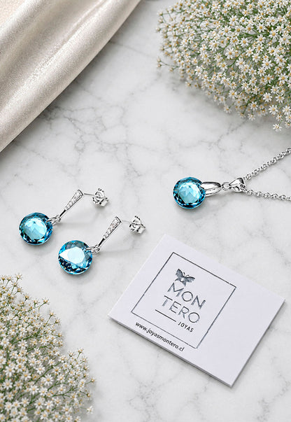 Conjunto Gracia Plata 925 Cristal Swarovski® Aquamarine